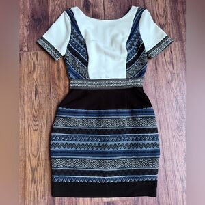 Adelyn Rae Black and Blue Geometric Mini Dress